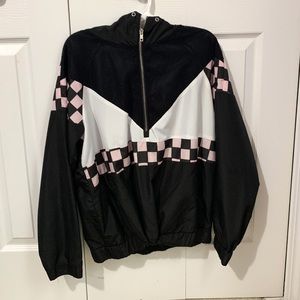 Checkered Half-zip Windbreaker
